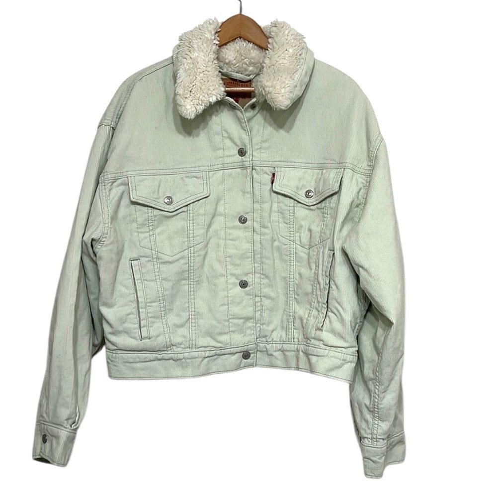 Corduroy Jacket Woman’s Large Levis Trucker Fleece Lined Sherpa NEW